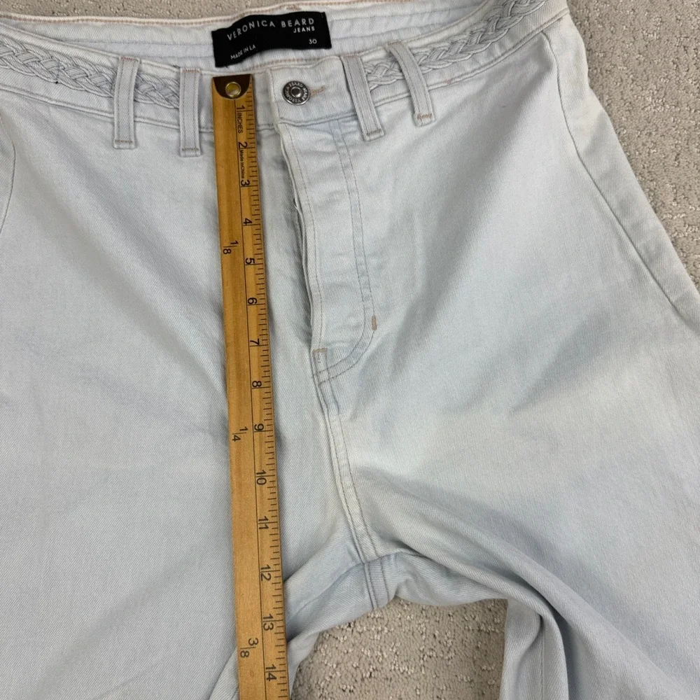 Veronica Beard Grant Wide Leg Jeans Women 30 Aspen Light Wash Braided High Rise